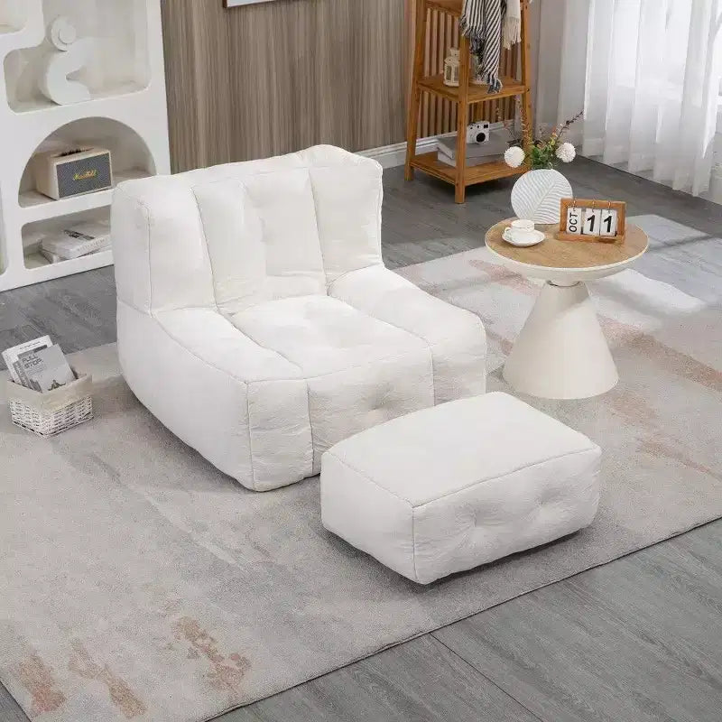 Poltrona Sacco in Velluto con Pouf – Nera / Blu / Marrone / Verde / Grigio Chiaro / Rossa / Bianca / Gialla, Set Sdraio e Poggiapiedi, 1 Posto