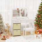 Tavolino da trucco con specchio illuminato e sedia, per bambini, colore rosa/bianco, 1 bambino