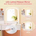 Tavolino da trucco con specchio illuminato e sedia, per bambini, colore rosa/bianco, 1 bambino