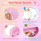 Tavolino da trucco con specchio illuminato e sedia, per bambini, colore rosa/bianco, 1 bambino