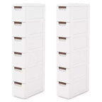 Costway 2PCS 6-Drawer Narrow Rolling Storage Cabinet w/ Pull Handles Built-in Wheels