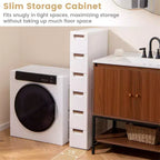 Mobiletto salvaspazio stretto bianco a 6 cassetti con ruote, set da 2