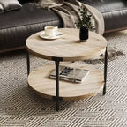MAYEERTY Modern Minimalist Round Coffee Table, 29.61 inch MDF Material Double Layer Coffee Table for Living Room