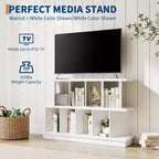 Noce+Bianco / Libreria bassa a 8 cubi bianca con pannelli posteriori rimovibili – Assemblaggio per 2 persone
