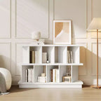 Noce+Bianco / Libreria bassa a 8 cubi bianca con pannelli posteriori rimovibili – Assemblaggio per 2 persone