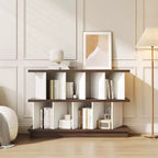 Noce+Bianco / Libreria bassa a 8 cubi bianca con pannelli posteriori rimovibili – Assemblaggio per 2 persone
