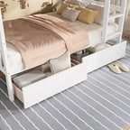 Letto a Castello in Legno di Gomma, da Due Letti Singoli, Espresso/Grigio/Bianco, Convertibile, Posti Letto 2