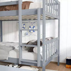 Letto a Castello in Legno di Gomma, da Due Letti Singoli, Espresso/Grigio/Bianco, Convertibile, Posti Letto 2