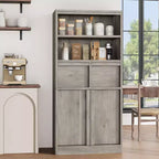 Mobile Contenitore Alto da Terra Nero / Grigio / Bianco con 2 Cassetti e Anta, Autoportante, per 1 Persona