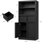 Mobile Contenitore Alto da Terra Nero / Grigio / Bianco con 2 Cassetti e Anta, Autoportante, per 1 Persona