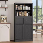 Mobile Contenitore Alto da Terra Nero / Grigio / Bianco con 2 Cassetti e Anta, Autoportante, per 1 Persona