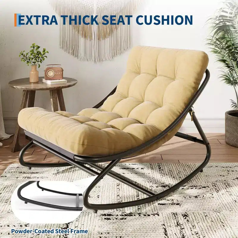 Poltrona a dondolo Papasan Egg con cuscino – Beige / Marrone scuro / Grigio scuro / Grigio – 1 persona – Interno ed Esterno