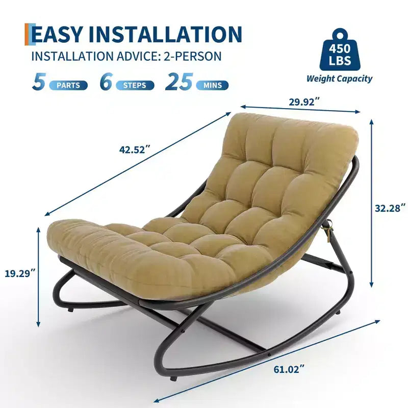 Poltrona a dondolo Papasan Egg con cuscino – Beige / Marrone scuro / Grigio scuro / Grigio – 1 persona – Interno ed Esterno