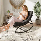 Poltrona a dondolo Papasan Egg con cuscino – Beige / Marrone scuro / Grigio scuro / Grigio – 1 persona – Interno ed Esterno