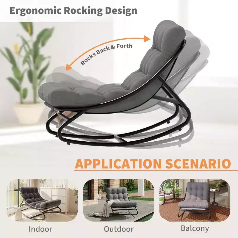 Poltrona a dondolo Papasan Egg con cuscino – Beige / Marrone scuro / Grigio scuro / Grigio – 1 persona – Interno ed Esterno