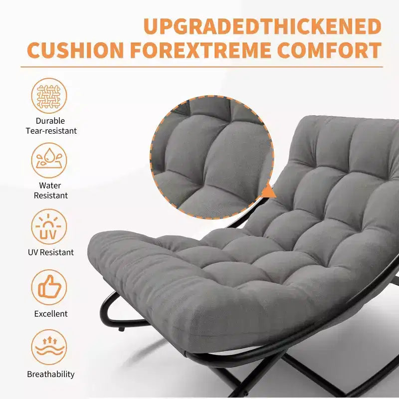 Poltrona a dondolo Papasan Egg con cuscino – Beige / Marrone scuro / Grigio scuro / Grigio – 1 persona – Interno ed Esterno