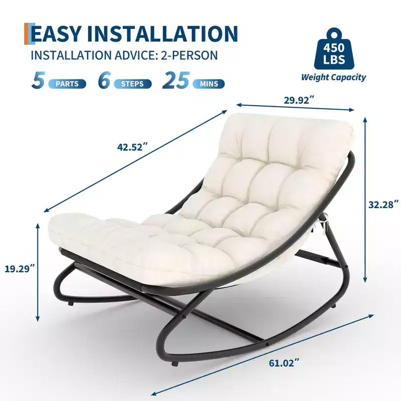Poltrona a dondolo Papasan Egg con cuscino – Beige / Marrone scuro / Grigio scuro / Grigio – 1 persona – Interno ed Esterno