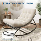 Papasan Rocking Chair with Cushion, Oversized Outdoor Rocking Chair, All Weather Rocking Papasan Chair for Bedroom/Living Room/Porch/Garden/Patio