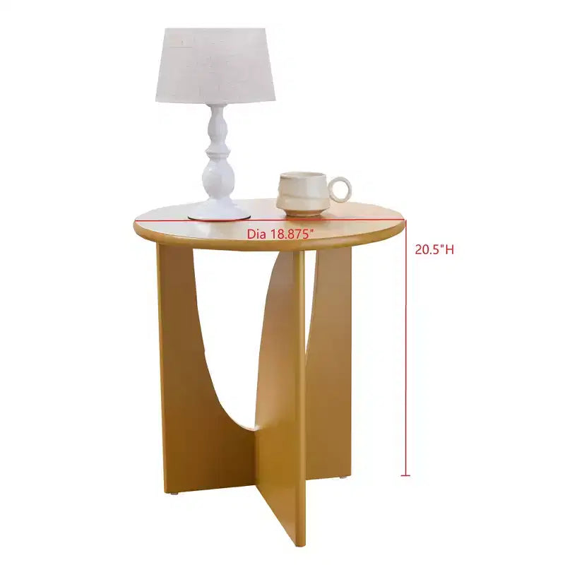 Tavolino Rotondo in Legno con Base Scolpita a U – Vari Colori