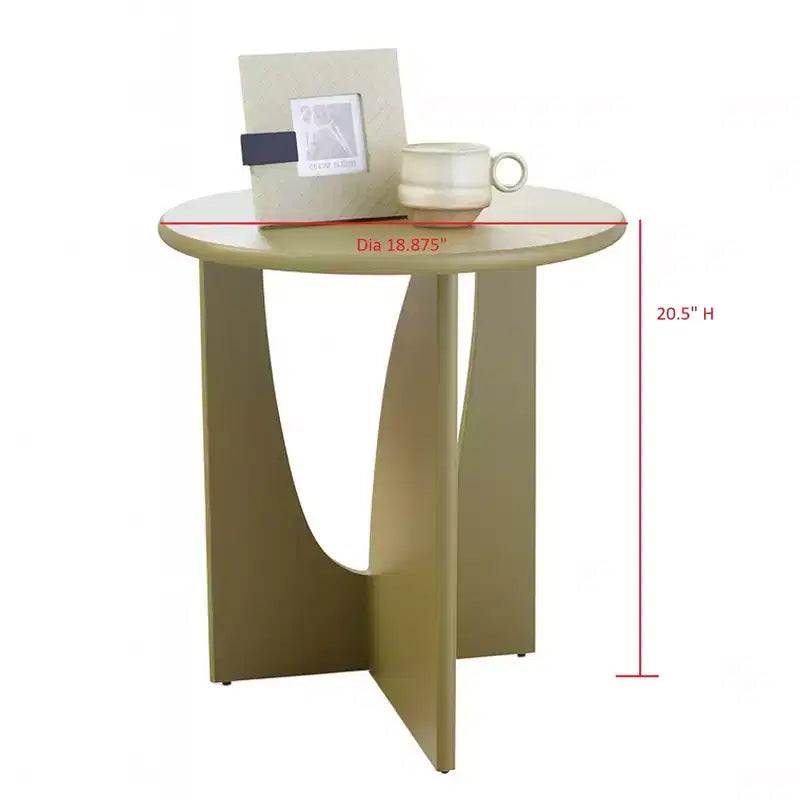 Tavolino Rotondo in Legno con Base Scolpita a U – Vari Colori