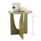Tavolino Rotondo in Legno con Base Scolpita a U – Vari Colori