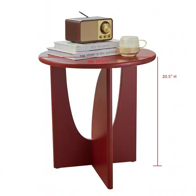 Tavolino Rotondo in Legno con Base Scolpita a U – Vari Colori