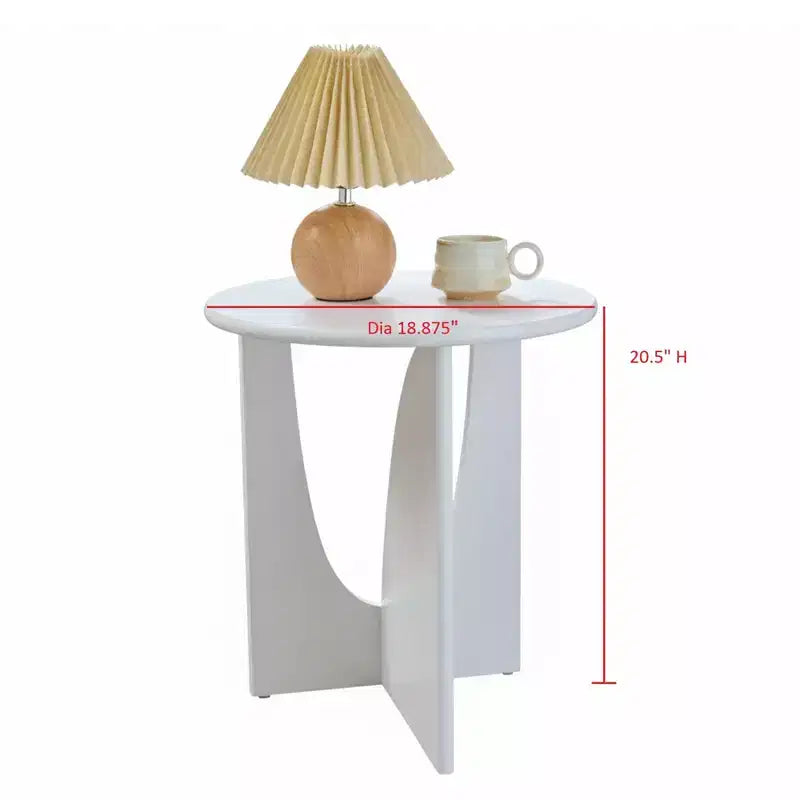 Tavolino Rotondo in Legno con Base Scolpita a U – Vari Colori