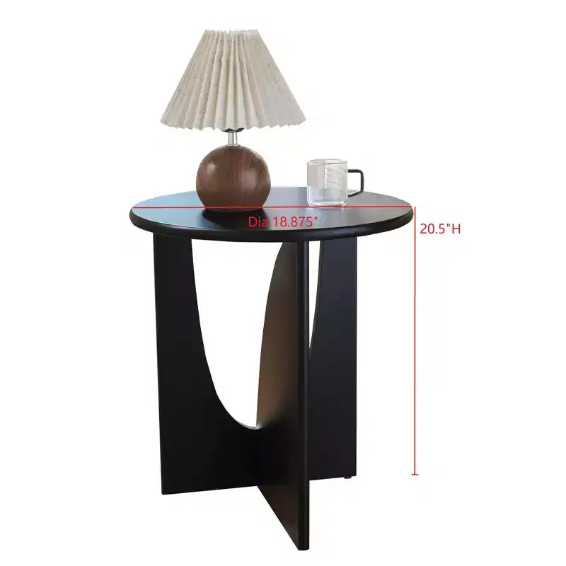 Tavolino Rotondo in Legno con Base Scolpita a U – Vari Colori