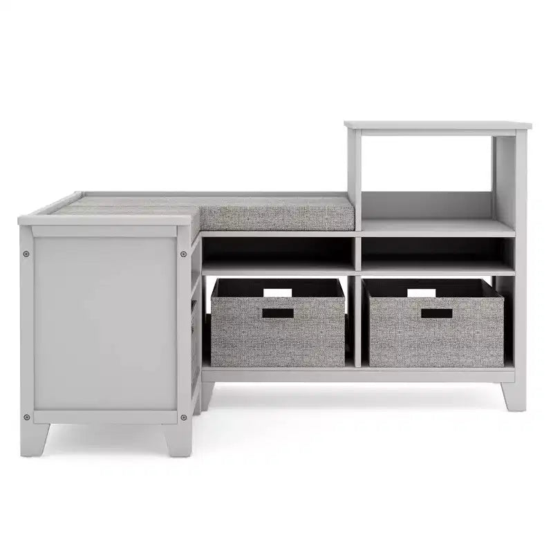 Angolino lettura angolare grigio/bianco lino con contenitore, figlio unico, età 5+