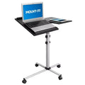 Mount-It! Rolling Laptop Tray and Projector Cart, Height Adjustable Presentation Cart with Wheels | Overbed Table with Tilting Tabletop