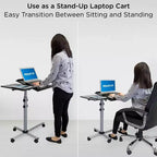 Carrello Nero Doppio Vassoio con Ruote per Laptop e Proiettore, Regolabile in Altezza, Uso Singolo