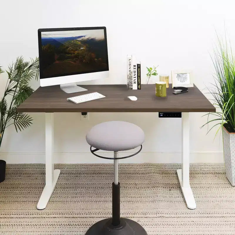 Scrivania Elettrica Regolabile in Altezza Bianca, Postazione Singola, 140 cm di Larghezza