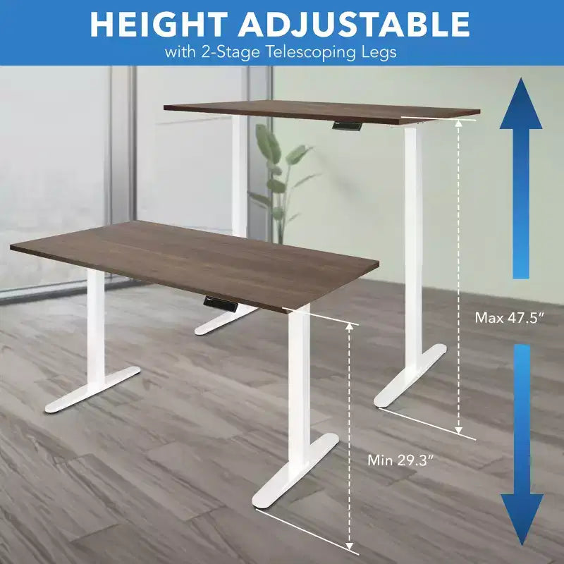 Scrivania Elettrica Regolabile in Altezza Bianca, Postazione Singola, 140 cm di Larghezza