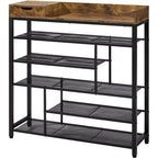 Yaheetech 6-Tier Shoes Rack Shelf Organizer Entryway Shoes Shelf with Storage Box, Rustic Brown