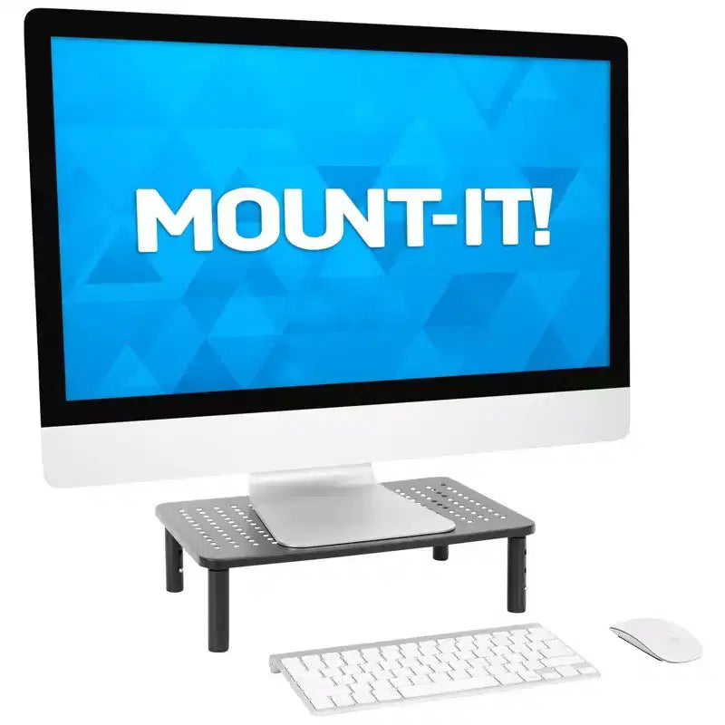 Rialzo per monitor in metallo nero, regolabile in altezza, set da 2