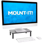 Rialzo per monitor in metallo nero, regolabile in altezza, set da 2