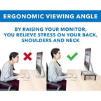 Rialzo per monitor in metallo nero, regolabile in altezza, set da 2