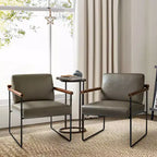 Set of 2 Elisa Ergonomic Modern Accent Armchair with Metal Base and Special Solid Wood Arm| ART OF LIVING DESIGNS