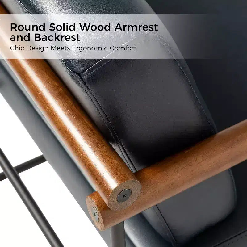 Poltrona moderna d'accento con braccioli in legno e base in metallo – Grigio / Avorio / Blu scuro / Turchese – Set da 2