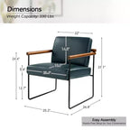 Poltrona moderna d'accento con braccioli in legno e base in metallo – Grigio / Avorio / Blu scuro / Turchese – Set da 2