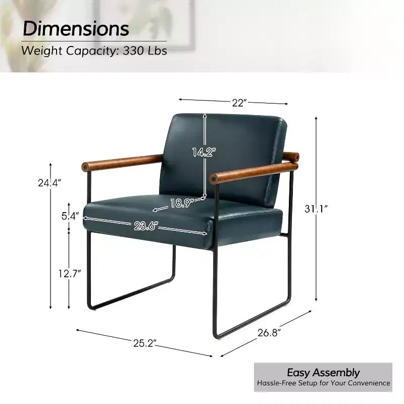 Poltrona moderna d'accento con braccioli in legno e base in metallo – Grigio / Avorio / Blu scuro / Turchese – Set da 2