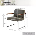 Poltrona moderna d'accento con braccioli in legno e base in metallo – Grigio / Avorio / Blu scuro / Turchese – Set da 2