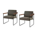 Poltrona moderna d'accento con braccioli in legno e base in metallo – Grigio / Avorio / Blu scuro / Turchese – Set da 2