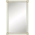 Noble Park Gabriella Rectangular Vanity Decorative Wall Mirror Modern Glam Beveled Glass Gold Leaf Wood Frame 27 Wide Bathroom Bedroom