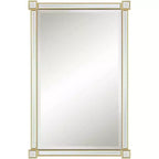 Noble Park Gabriella Rectangular Vanity Decorative Wall Mirror Modern Glam Beveled Glass Gold Leaf Wood Frame 27 Wide Bathroom Bedroom