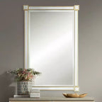 Specchio da parete rettangolare oro, verticale/orizzontale, singolo – Vetro smussato, cornice in MDF