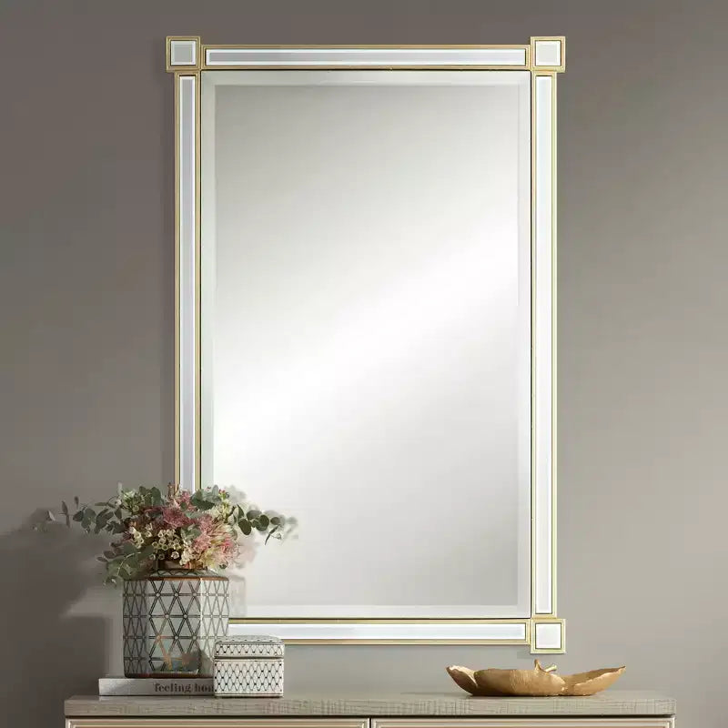 Specchio da parete rettangolare oro, verticale/orizzontale, singolo – Vetro smussato, cornice in MDF