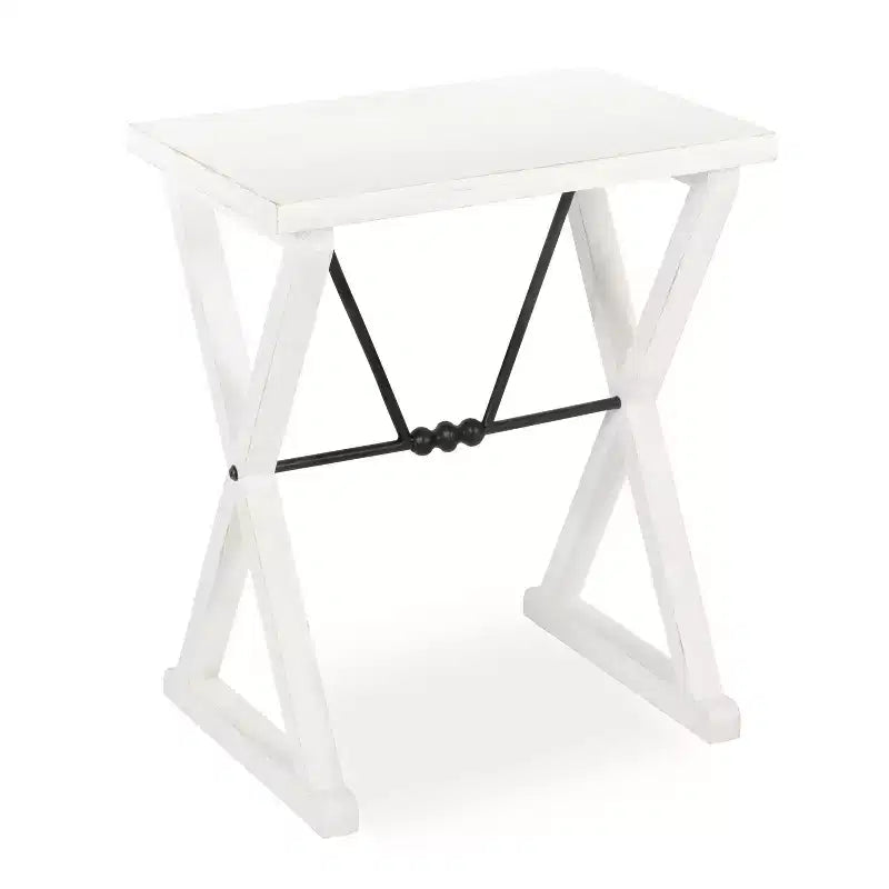 Kate and Laurel Travere Rectangle Wood Side Table, 22x14x26, White